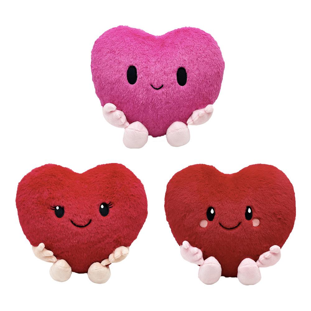 Valentine's Day Cute Plush Toy Holding Heart Stuffed Animal Soft Pillow Doll Creative Gift for Girlfriend Wife