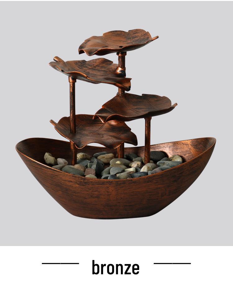 LED Lotus Leaf Water Fountain Ornament with Night Light for Home Décor