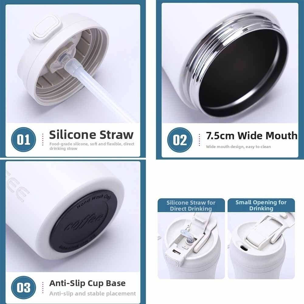420ml Capacity Coffee Cup Flip Lid Water Bottle Creative Insulated Thermo Cup  Women Men