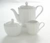 White Tableware: Shatter-Resistant Reinforced Porcelain Pure White Tiara Frill Teapot, 600cc