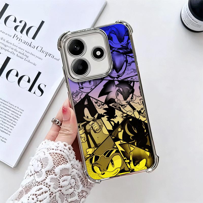 Super S-Sonics Cartoon Soft Phone Case For Xiaomi Redmi Note 14 15 Pro Plus 13 12 11S 11T 5G 10 9S 9 Plating Anti-Fall Fundas