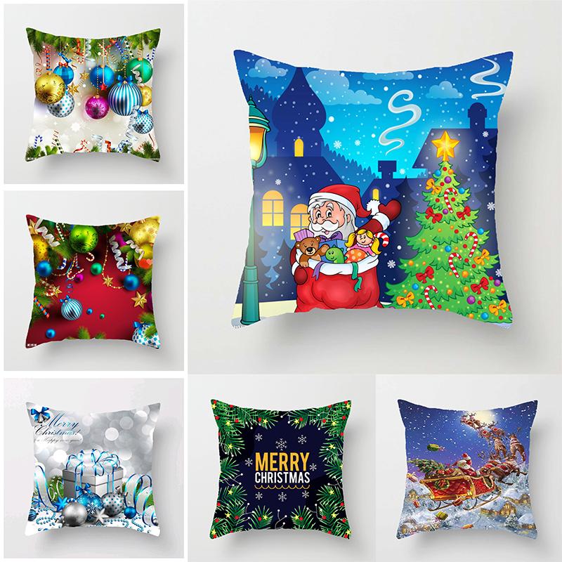 45cm Merry Christmas Cushion Cover Pillowcase Christmas Decoration Home Decor Merry New Year Christmas Decoration Pillowcase