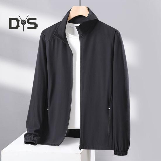 Мужская и женская солнцезащитная куртка с воротником-стойкой и длинным рукавом, однотонная застежка-молния, солнцезащитная одежда из ледяного шелка