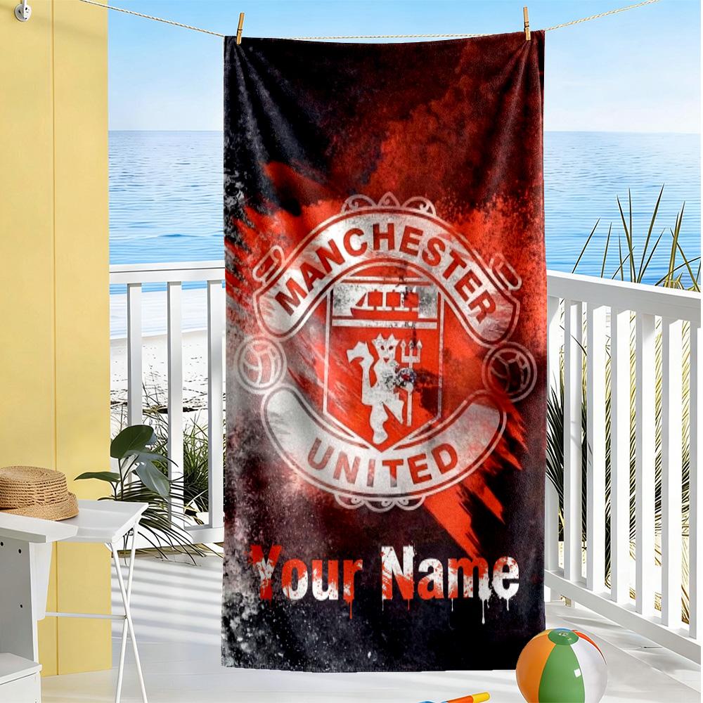 Manchester Customize Your Name Beach Towel Soft Durable Quick-Dry Ideal for Travel Outdoor Swim Pool Yoga Surf Camping Hiking Gym Gift Holiday