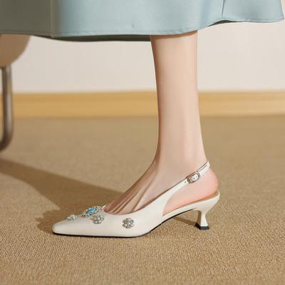 Весенние женские сандалии с открытым носком, новые французские туфли-лодочки с открытой пяткой, тонкий высокий каблук, темпераментные, универсальные, закрывающие ногу, для работы