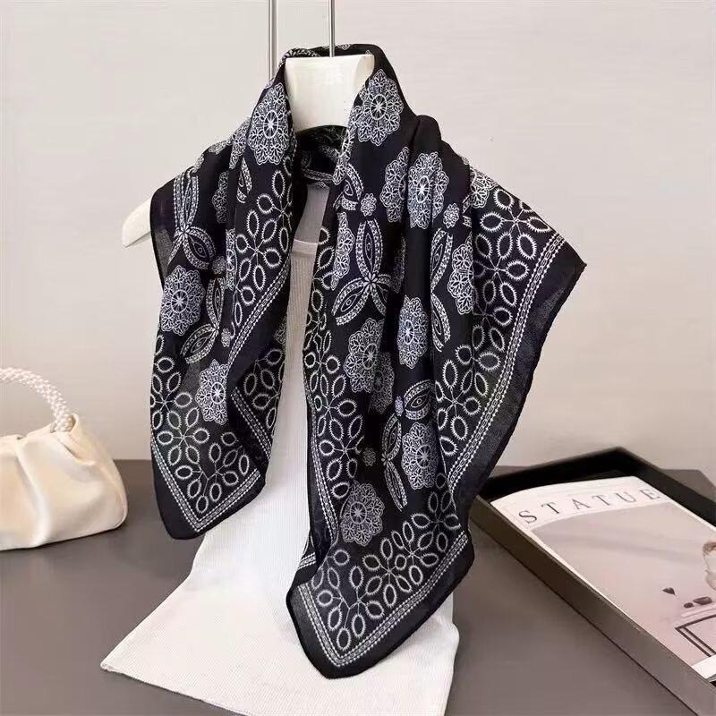 [Silk Scarf Collection] New Silk Scarf Temperament Versatile Velvet Sense Fashion Retro Soft High-end Scarf