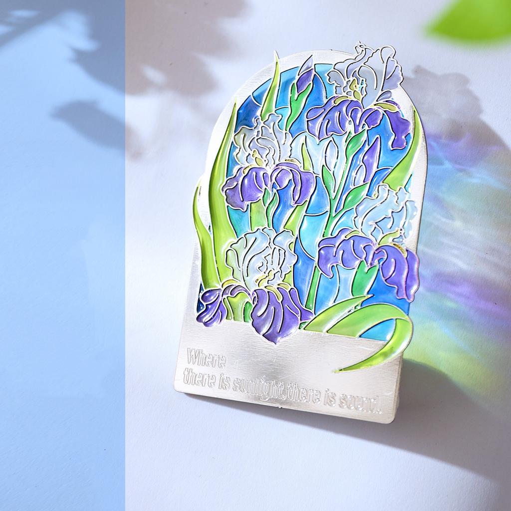 Stained Glass Flower Metal Bookmark, 2-in-1 Magnetic Fridge Magnet, Translucent Book Mark for Readers, Gift for Book Lovers