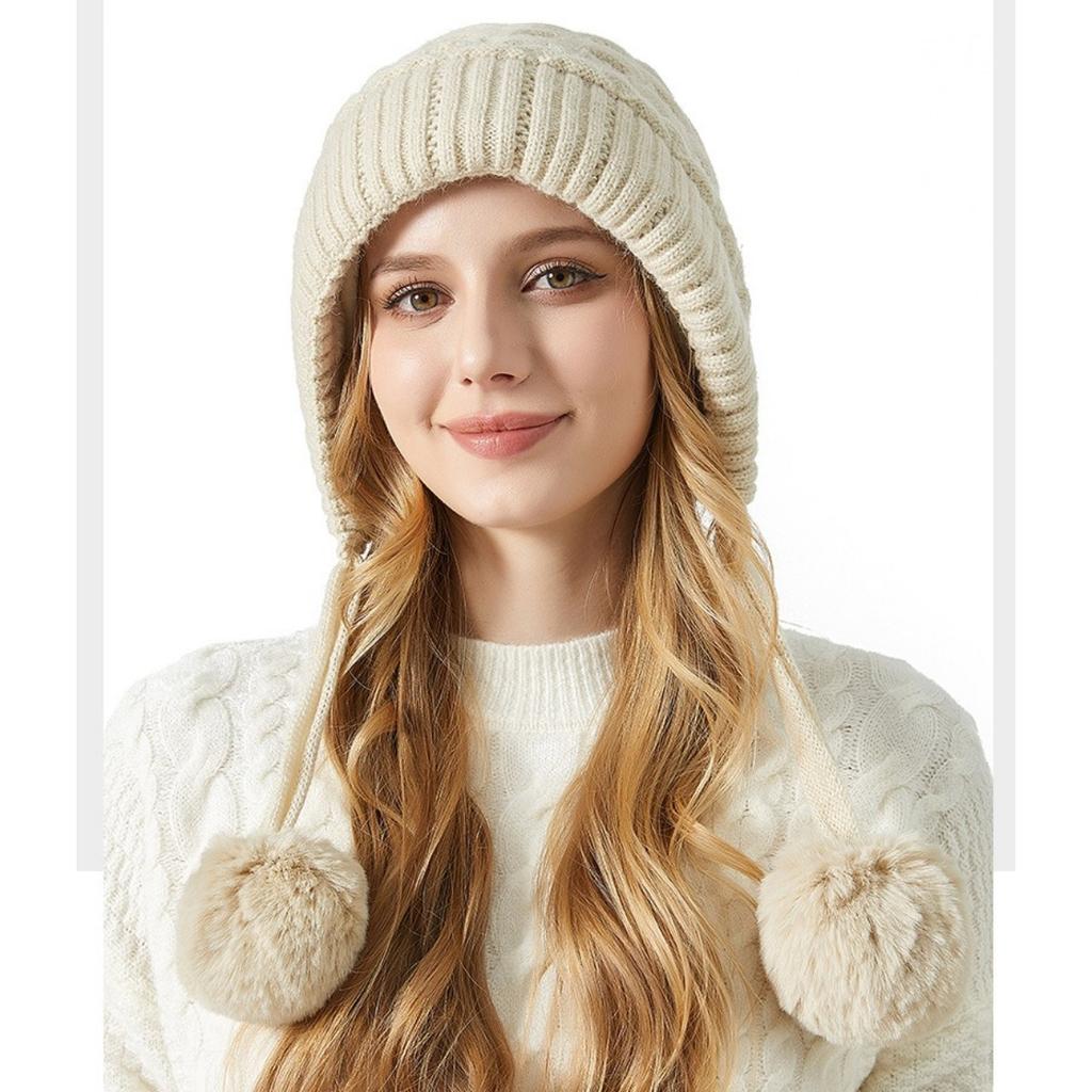 Утепленная, Шерстяная Шапка, Женская Шапка, Бархатная Шапка, Уличная Шапка, Теплая Шапка, Шерстяной Помпон, Вязаная Шапка