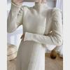 2024 A/W High Waist Knit Sweater Dress with High Neck and A-Line Skirt