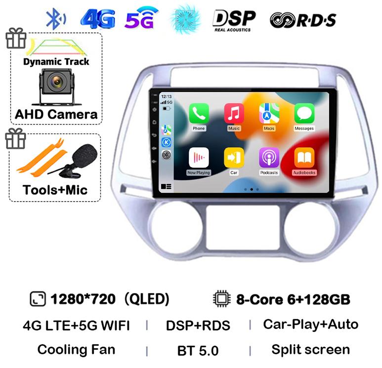 Android 14 Carplay Auto WIFI+4G Автомагнитола Для Hyundai i20 2008 - 2014 Стерео GPS Мультимедиа Видеоплеер 2 Din DVD 360 Камера BT