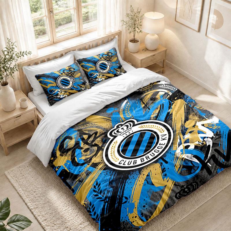 Bedding Set 1 Duvet Cover 2 Pillowcases Club Brugge FC Print Bedroom Home Decoration