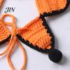 Five-pointed Star Pet Bib Knitted Bib, Handmade Shape Cat Crochet Lightweight with Black Pom-poms for Cats Small Dogs Halloween Outfit Non-tightening