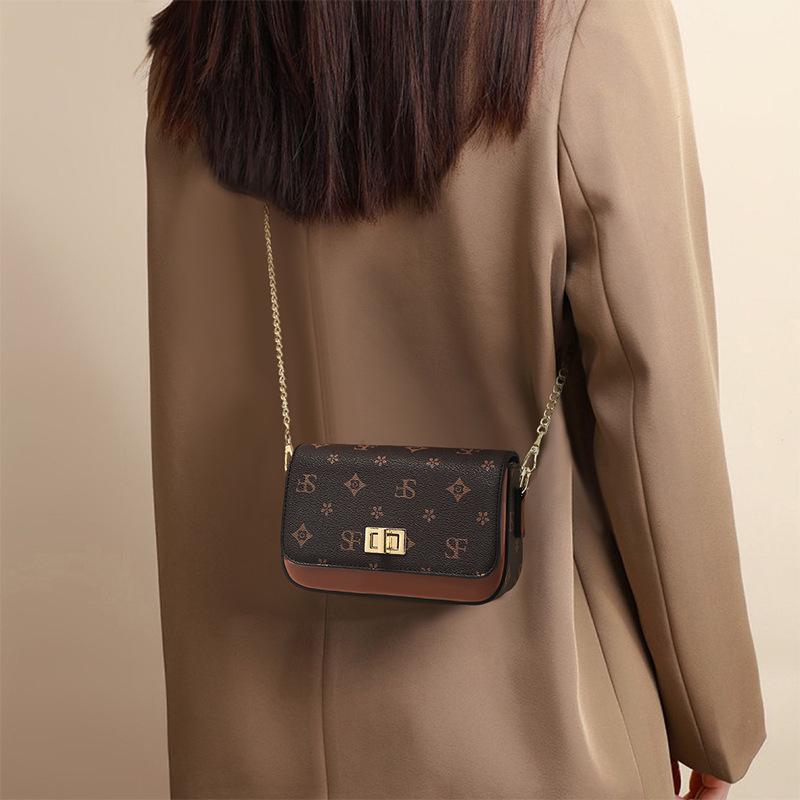 Женская сумка-кроссбоди для телефона FOXER Golden Fox с принтом и цепочкой