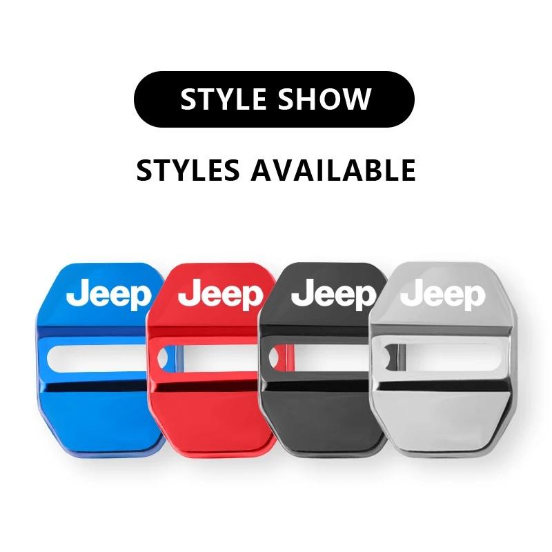 4Pcs Anti-Scratch Zinc Alloy Car Door Lock Protector Cover for Jeep Renegade Wrangler JK JL Grand Cherokee Car Decor Accessories ALO1