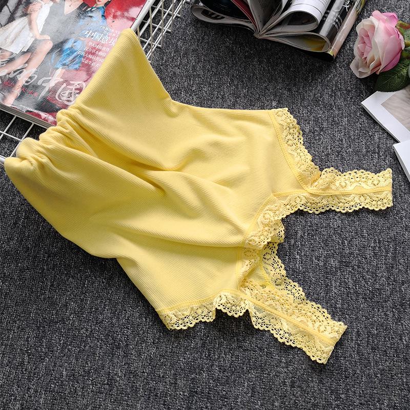2020 Summer Women's Korean Style Slim Fit Lace Spaghetti Strap Tank Top - Solid Color, Sexy, and Slimming