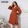 Spring and Autumn Women's Dress Long Sleeve Plus Size One Piece Waist Dresses