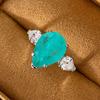 Silver Plated Exquisite Blue Green Moissanite Ring Fire Sparkling Luxury Open Ring Female Party Birthday Jewelry Gift