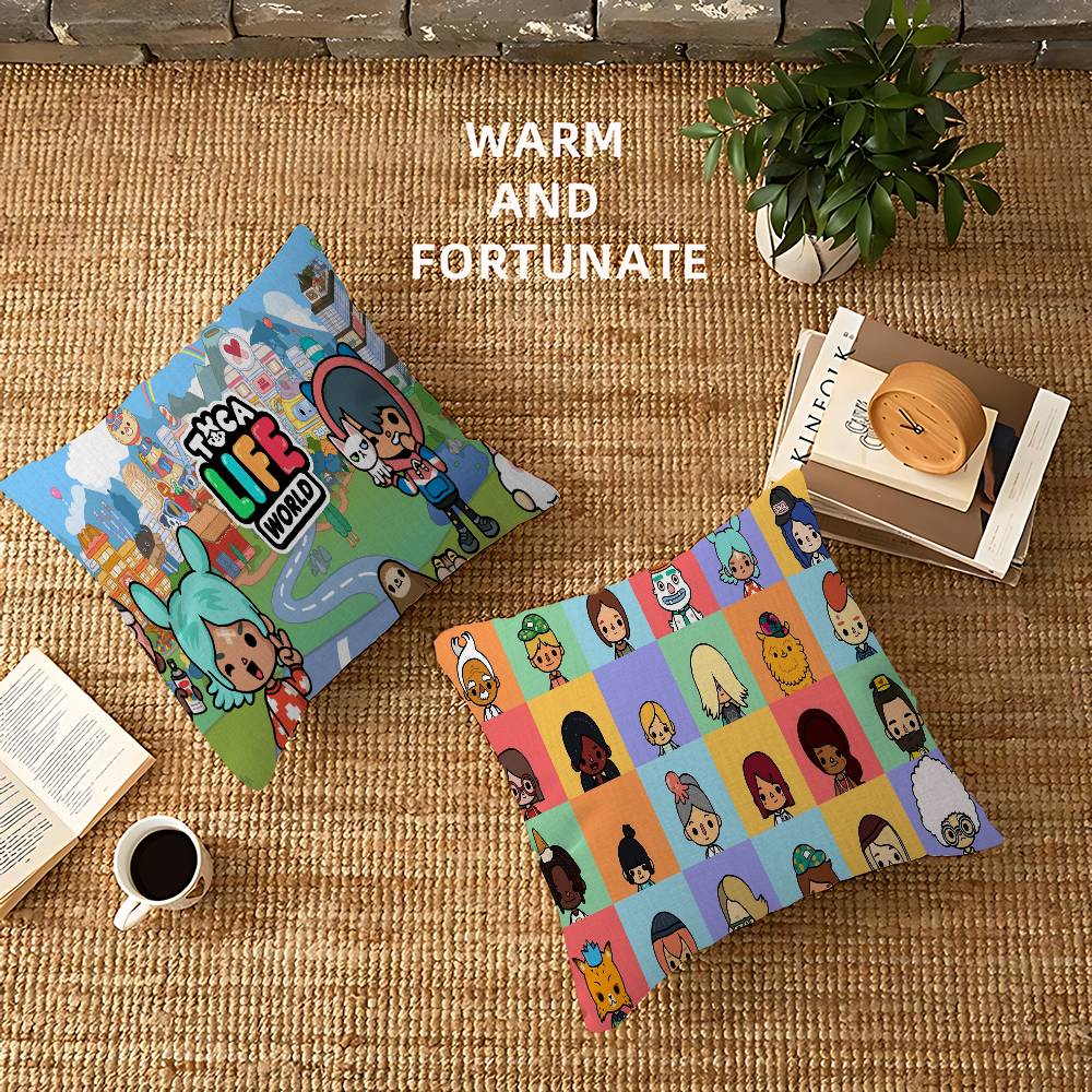 Toca Boca Toca Life World Pillow Anime Pillow Sofa Bed Head Pillow Cover Cushion Cover 45x45 cm Fashion