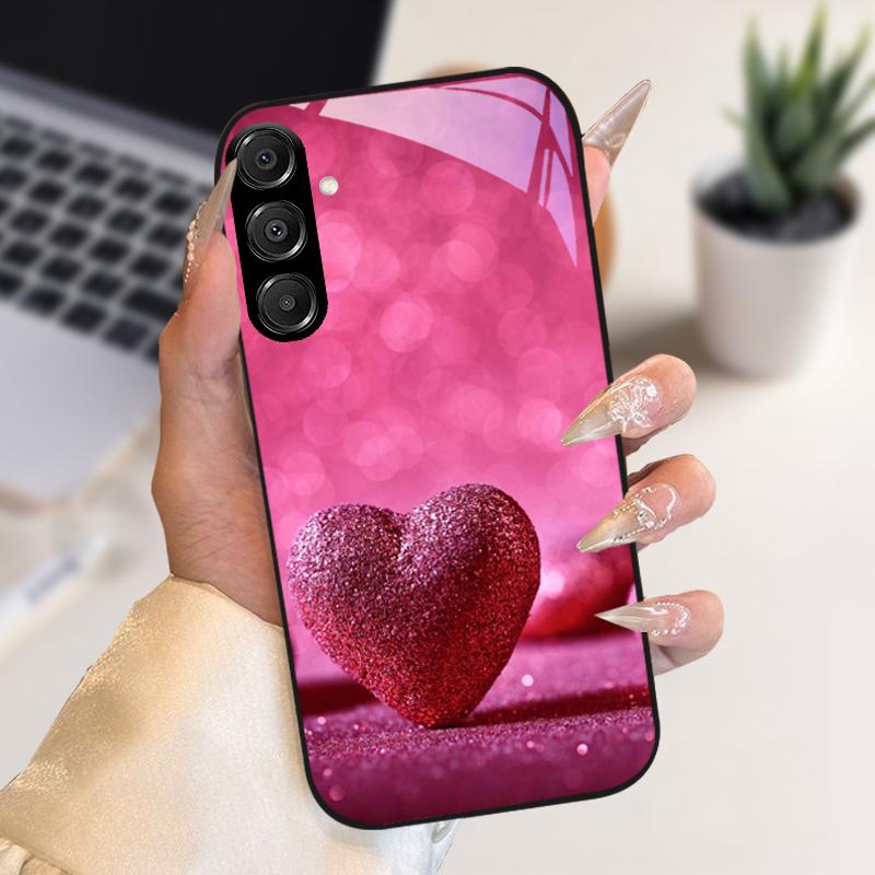 Модный Чехол Для Samsung A55 A56 Чехол A25 A26 Закаленное Стекло Чехол Для Телефона Для Galaxy A15 A35 A36 Жесткий PC Стекло Защитный Fundas