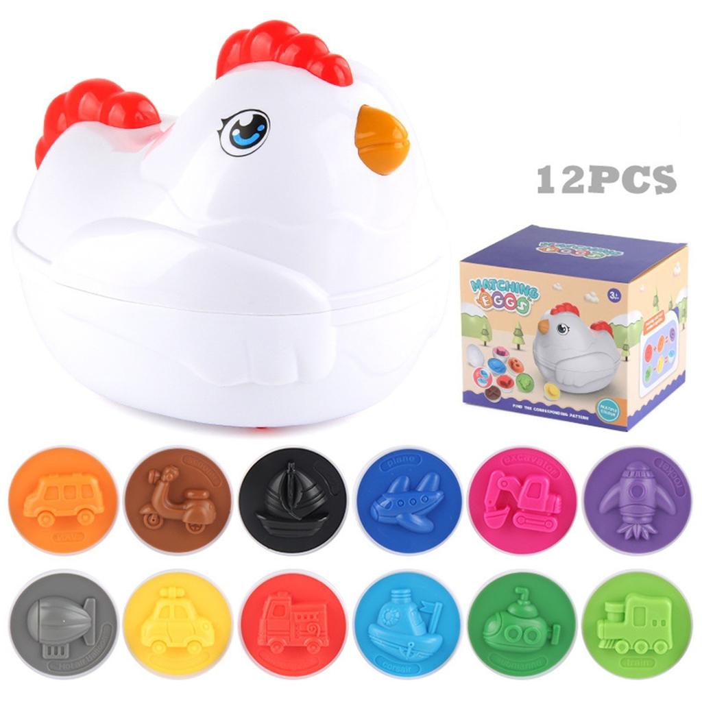 Toddler Chicken Eggs Toys Color Matching Game Shape Sorter With 12 Toy Eggs For Kids, Fine Motor Skills Sensory Toys, Montessori Educational Toys