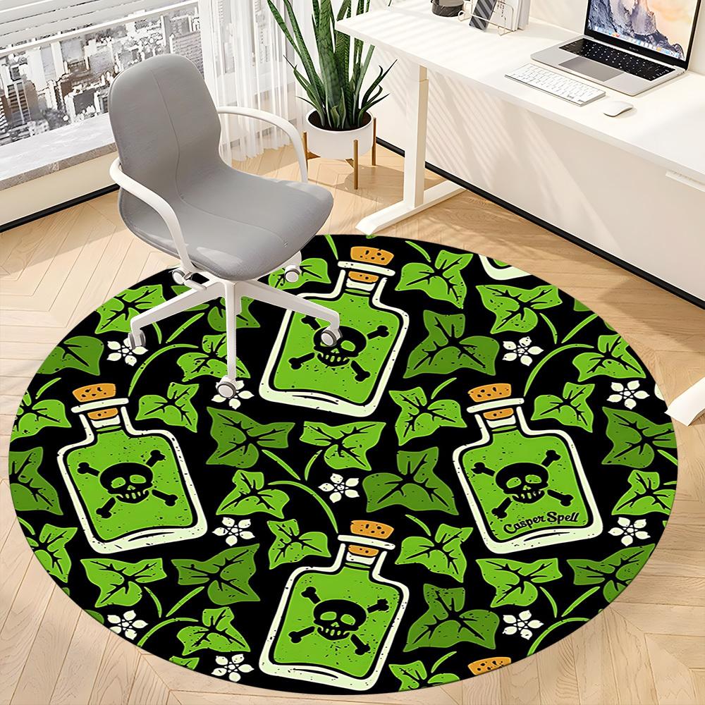 1pc Skull Poison Office Round Area Rug, Indoor Mat Suitable For Office, Under Office Chairs Bedroom Living Room Home Decor, Room Deco201
