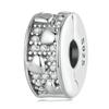 BAMOER 925 Silver Clasp CZ pave Clip Charms Daisy Beads Stopper Safety Chain fit Charm Bracelet Jewelry Clip