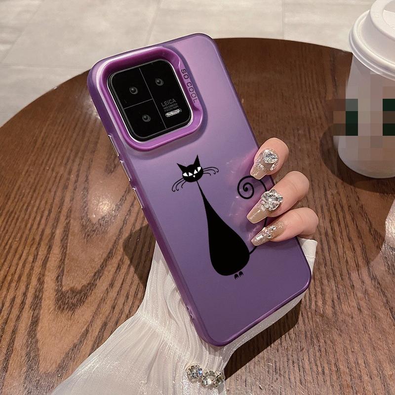 Парный черный чехол для кота для iPhone 16 Samsung A55 A35 M35 S24 Xiaomi Redmi Note 13 Pro 14C Huawei Honor 200 противоударный чехол-бампер для телефона с защитой от царапин