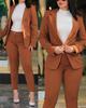 2024 Elegant Women's Casual Double-Breasted Suit In Solid Colors