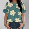 Y2k Летняя Мода Женская Футболка Красивые Цветы Стильный Принт Повседневная С коротким Рукавом Круглый Вырез Футболки Круглый Вырез Обычный Топ