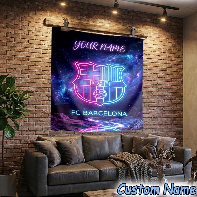 Custom Name FCB Crest Tapestry Room Decoration Wall Hanging for Living Room Bedroom, dormitory, Birthday and Christmas gifts