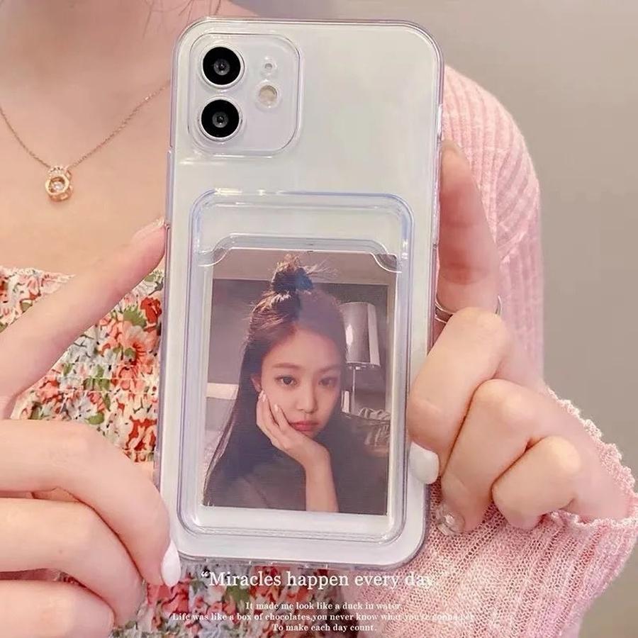 Clear Card Slot Cover For iPhone 11 14 Pro Max Redmi Note11 10 Pro Samsung Galaxy S22 Ultra A12 A53 A22 A03 Poco X3 OPPO Vivo Soft Silicone Case