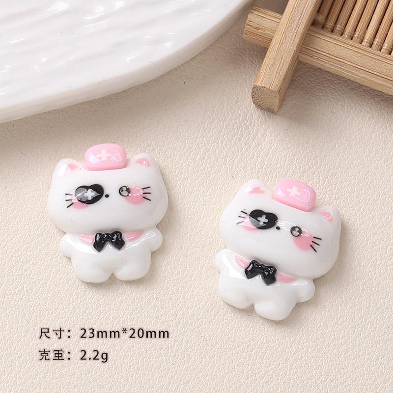 10Pcs New Kawaii Cartoon Nurse Kitten Series Flat Bottom Scrapbook Diy Jewelry Making Hairwear Accessorie A20