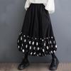Черная винтажная юбка в горошек с высокой талией больших размеров, весна-лето-осень, повседневная свободная длинная женская юбка