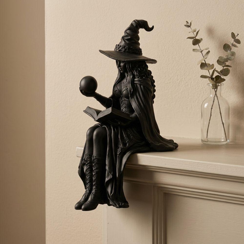 with Book Ball Halloween Witch Shelf Sitter Crystal Ball Witch Statue Bookshelf Decor