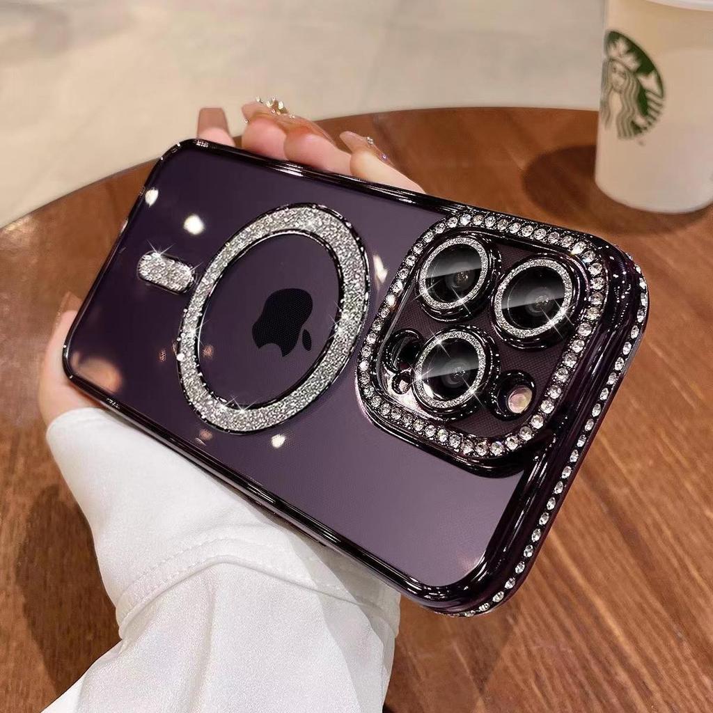 For IPhone 16 Phone Case for Apple 15promax Glitter Magnetic Suction 13 Electroplated Glitter Diamond 14 Light Luxury Protective Case