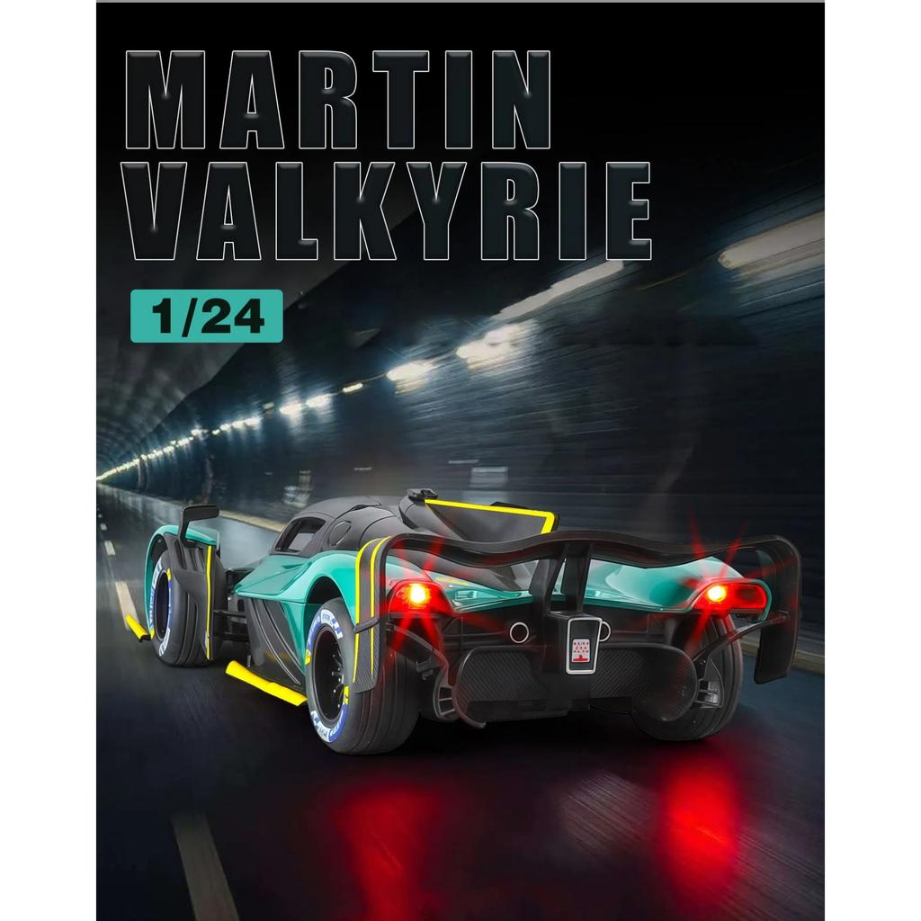 1/24 Aston Martin Valkyrie Alloy Sports Car Model Diecast Metal Track Racing Vehicles Car Model Simulation Sound and Light Childrens Toy Gift