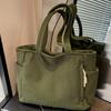 A Casual Corduroy Handbag with Zip Closure, Lightweight and Large Capacity, Fixed Shoulder Strap and Polyester Lining, Solid Everyday Commuter Handbag