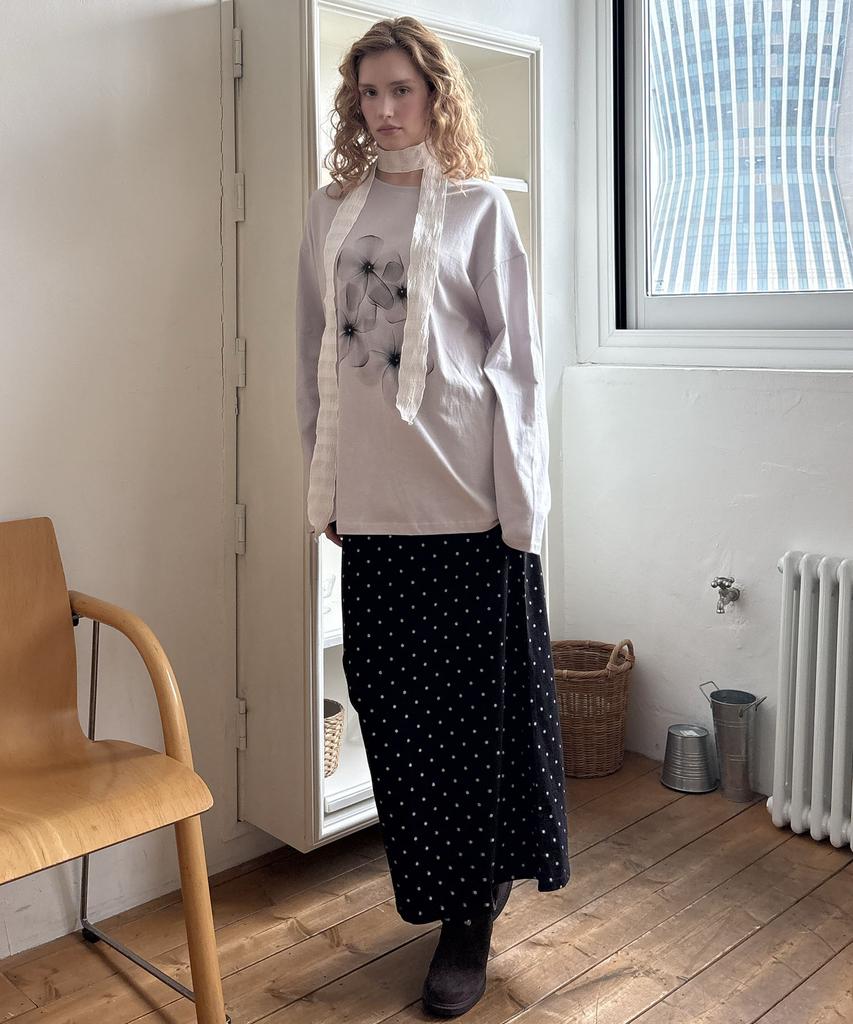 Delaidy Dot Long Skirt (Black)