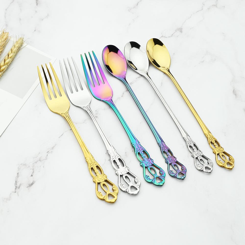 24 шт./6 комплектов королевской посуды, набор из нержавеющей стали, винтажные ложки, вилки, ножи, домашняя кухня, западный ужин, столовое серебро, посуда, подарок