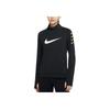 Nike Swoosh Run Logo Print Reflective Half-Zip Casual Sports Fitness Top Women Tops Black CW0293-010