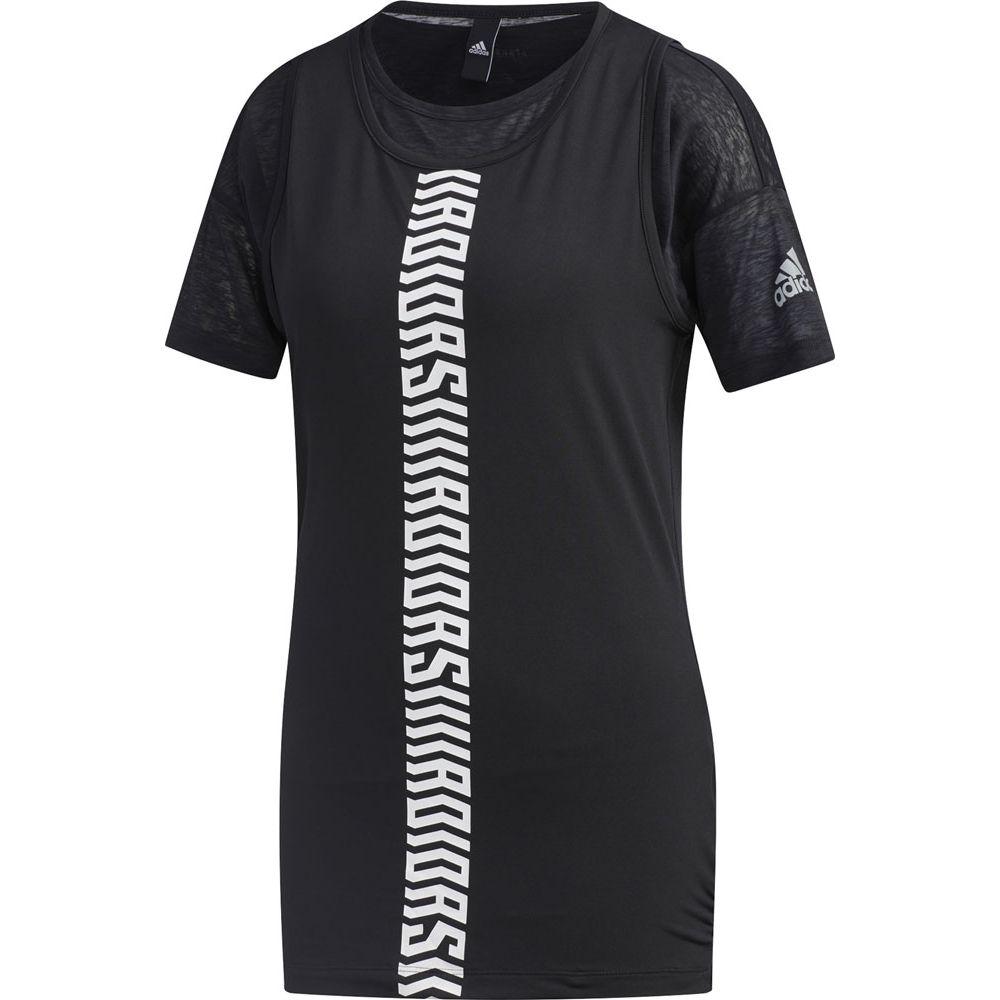 adidas Женская футболка с коротким рукавом Aeroready, многослойная, с круглым вырезом, черный, FM5288