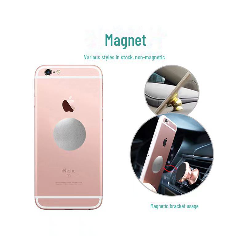 Magnetic Patch Phone Holder: Round & Rectangular Black Magnetic Patches with Adhesive Backing.