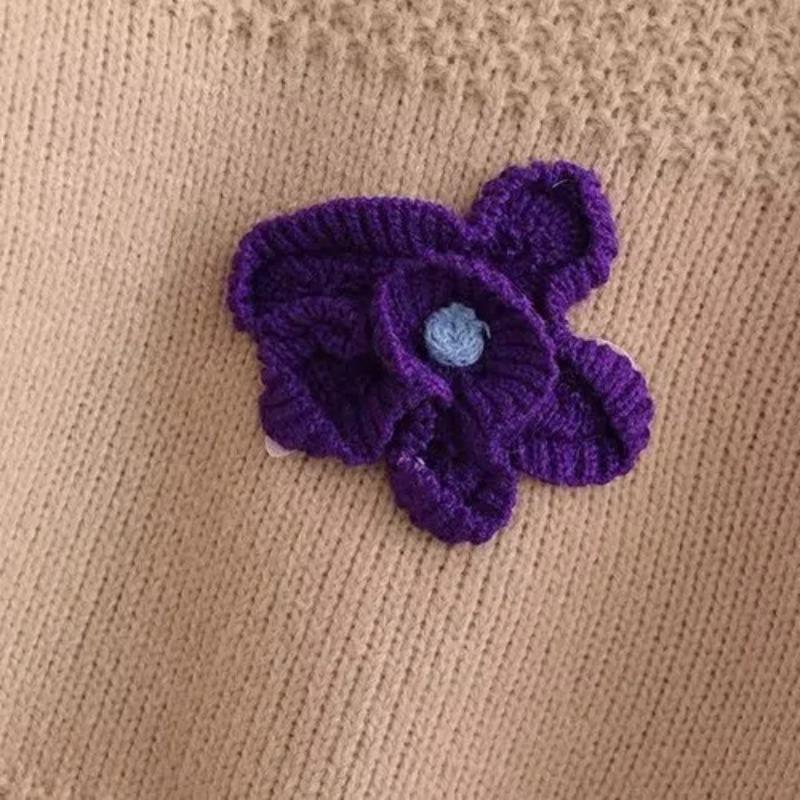 Новый трехмерный цветочный вязаный женский свитер для женщин, новый свободный, томный, ленивый, ветер, иностранный, сладкий, женский свитер