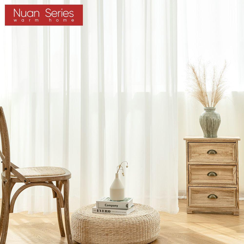 1 шт. серия Nuan, белая тюлевая занавеска в скандинавском стиле, прозрачная занавеска для спальни, полиэстеровая тюль, декоративная оконная занавеска