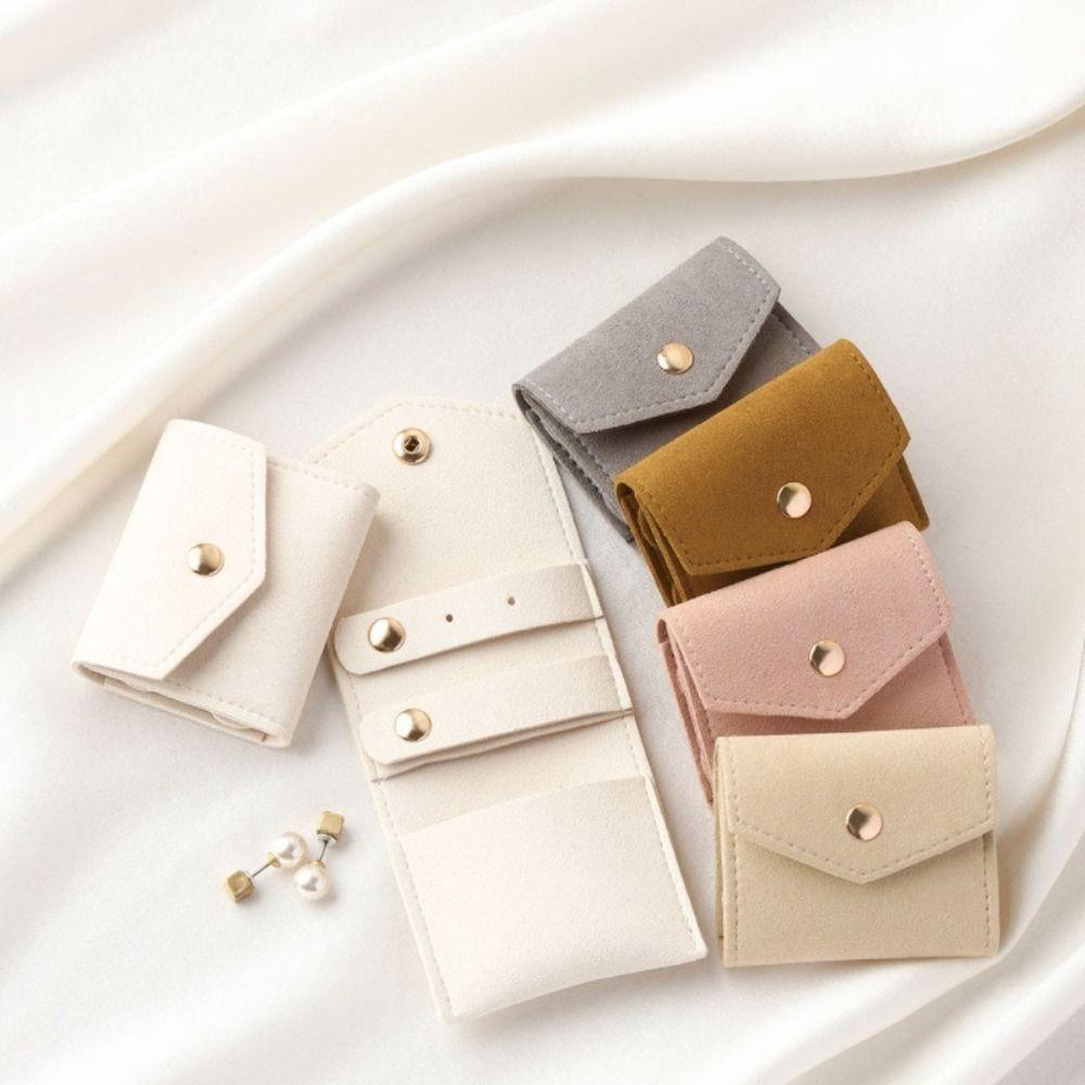Mini Jewelry Storage Bags Microfiber Leather Necklace Packaging Pouch Earring Ring Organizer