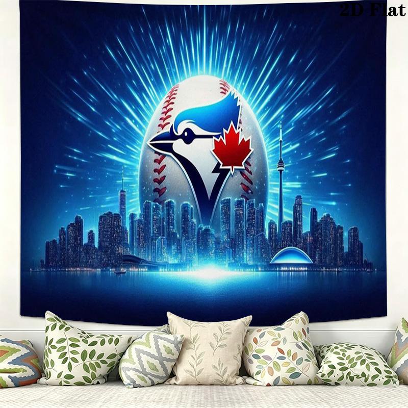 Toronto Blue Jays Logo Wall Tapestry Aesthetic Wall Hanging Printed Fabric Blanket Decorative Tapestries for Bedroom Living Room Home Decor