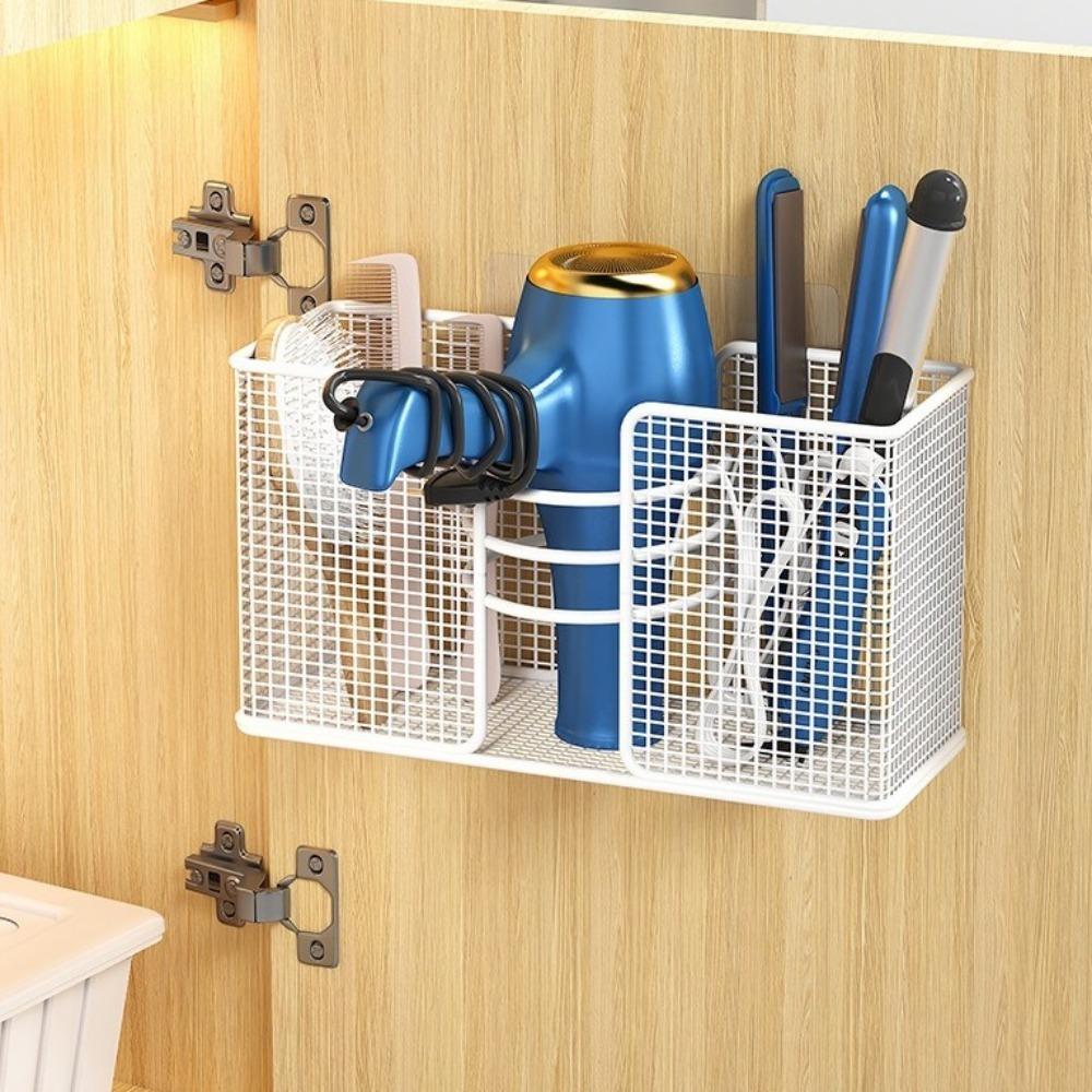 No-Drill Hair Dryer Storage Rack Wall Mounted Plastic Wrap Holder Kitchen