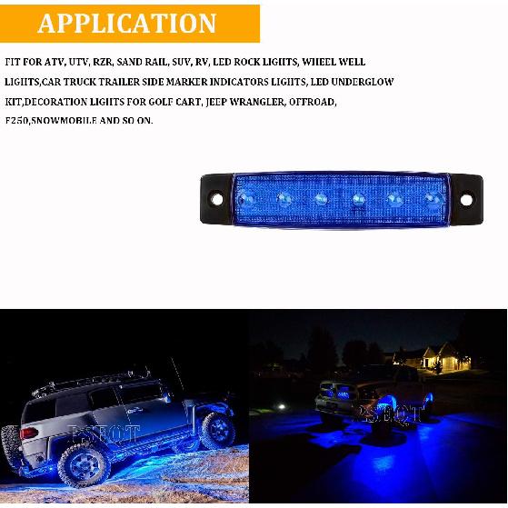 PSEQT 10 Pcs LED Rock Strip Lights Car Exterior Underglow Wheel Fender Well Lighting Kits Waterproof For Golf Cart Wrangler Offroad Truck RV UTV ATV
