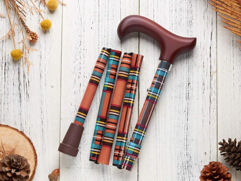 Веселые палочки / Яркая жизнь / Складная трость / Троссть / Клетчатый тартан (оранжевый)