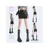 Women Black Gothic A-line Leather Skirt Vintage Y2k Skirt Harajuku Korean Fashion Mini Skirt 2000s Aesthetic Trashy Clothes 2024